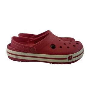 Crocs Crocband Clogs Wisconsin Badgers Red Slip On Pivot Strap Mens 7 Womens 9